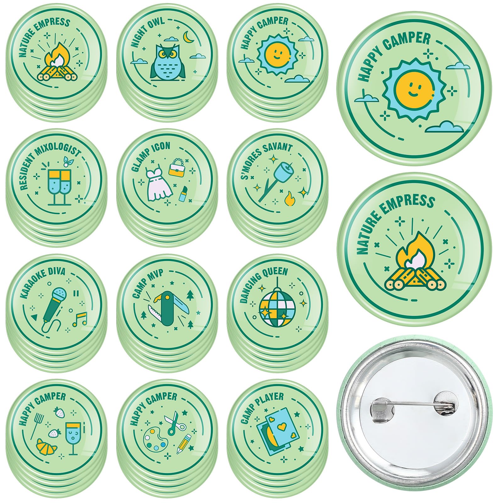 Daifunli Camping Bachelor Party Merit Badges, Camp Themed Pins with Titles for Bachelorette Party Favor Last Trail Before The Veil Gifts Camping