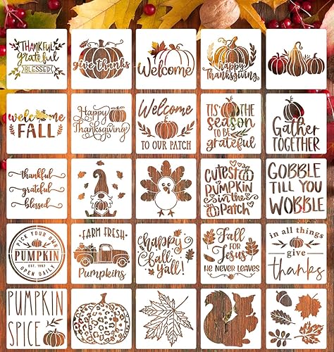 Plantillas de otoño para pintar plantillas de calabaza de 6 pulgadas, plantilla de hojas de otoño, plantillas de feliz Acción de Gracias para pared