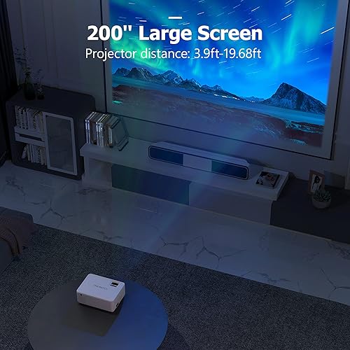 Miniatura 3 de WEWATCH - Mini proyector WiFi proyector de película de 8500 lúmenes soporte de pantalla de 1080P y 260 pulgadas proyector de video portátil para uso