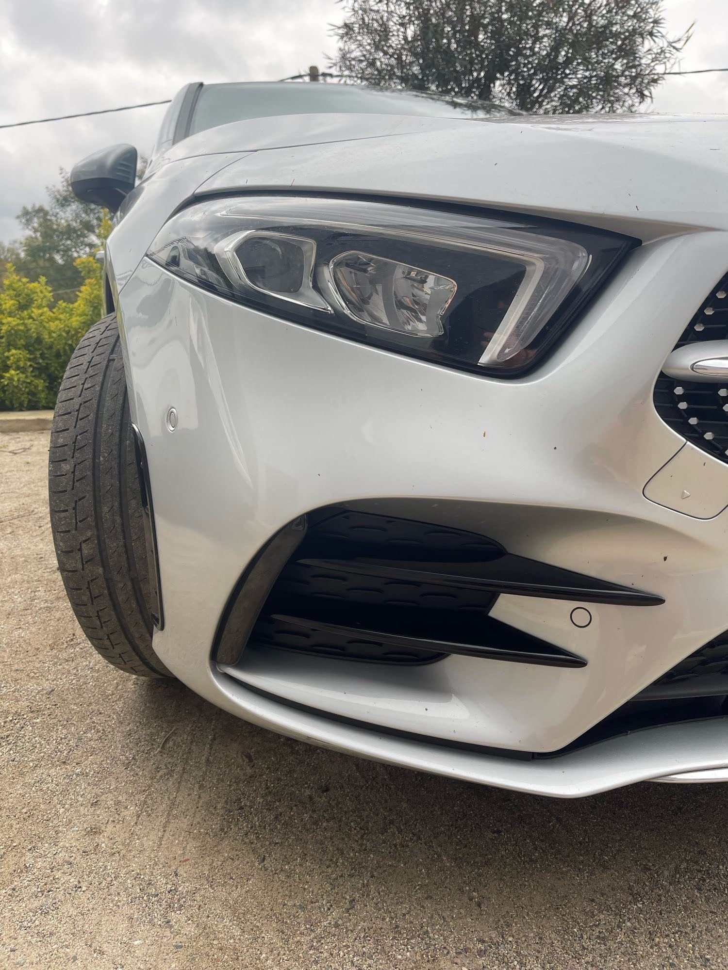 Samochód Przedni Zderzak Tylny Wykończenia Spoiler Naklejki Błotnik Canards Płetwy Dla Mercedesa Dla Benz Klasy A W177 Hatchback A180 A200 A220 A250 A35(For Front)