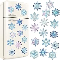 Vista 1 de Umigy Juego de 16 imanes de arte de diamantes de copo de nieve 5D, imanes de pintura de diamantes de copo de nieve para refrigerador, calcomanías