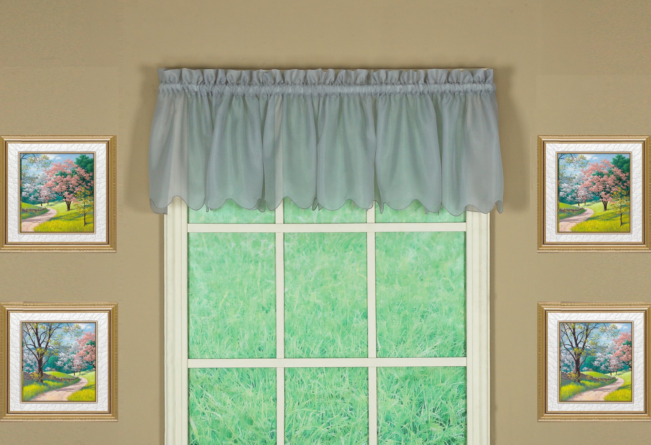 Today's Curtain Emelia Original Voile Valance 14", Grey, 60" W x 14" L