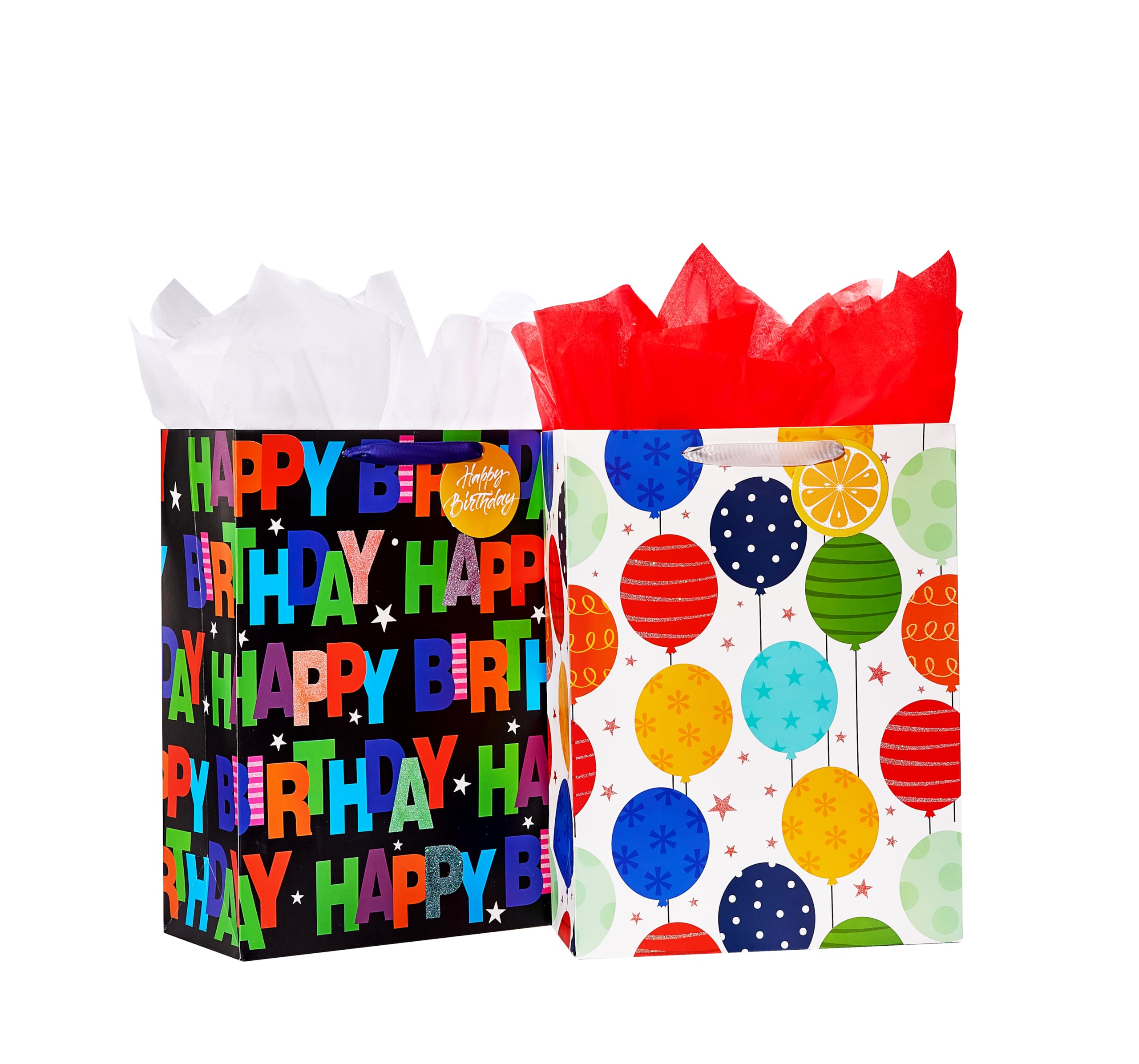 Bobobag 2 x 41,9 cm große Geschenktüte mit Seidenpapier für Geburtstagsparty (Luftballons)