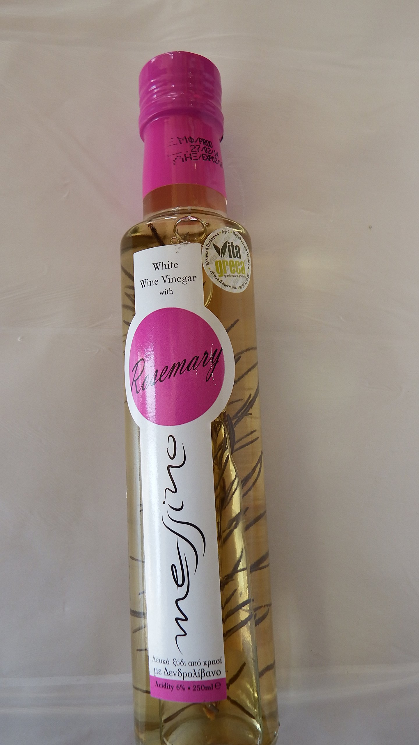 Messino White Wine Vinegar with Rosemary imported from Greece, 250 ml