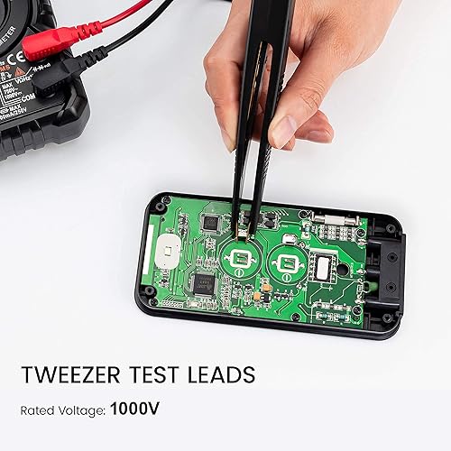 Miniatura 9 de KAIWEETS Multímetro digital TRMS 6000 cuentas ohmímetro y 23 piezas de cables de prueba de silicona suave kit para multímetro con pinzas de