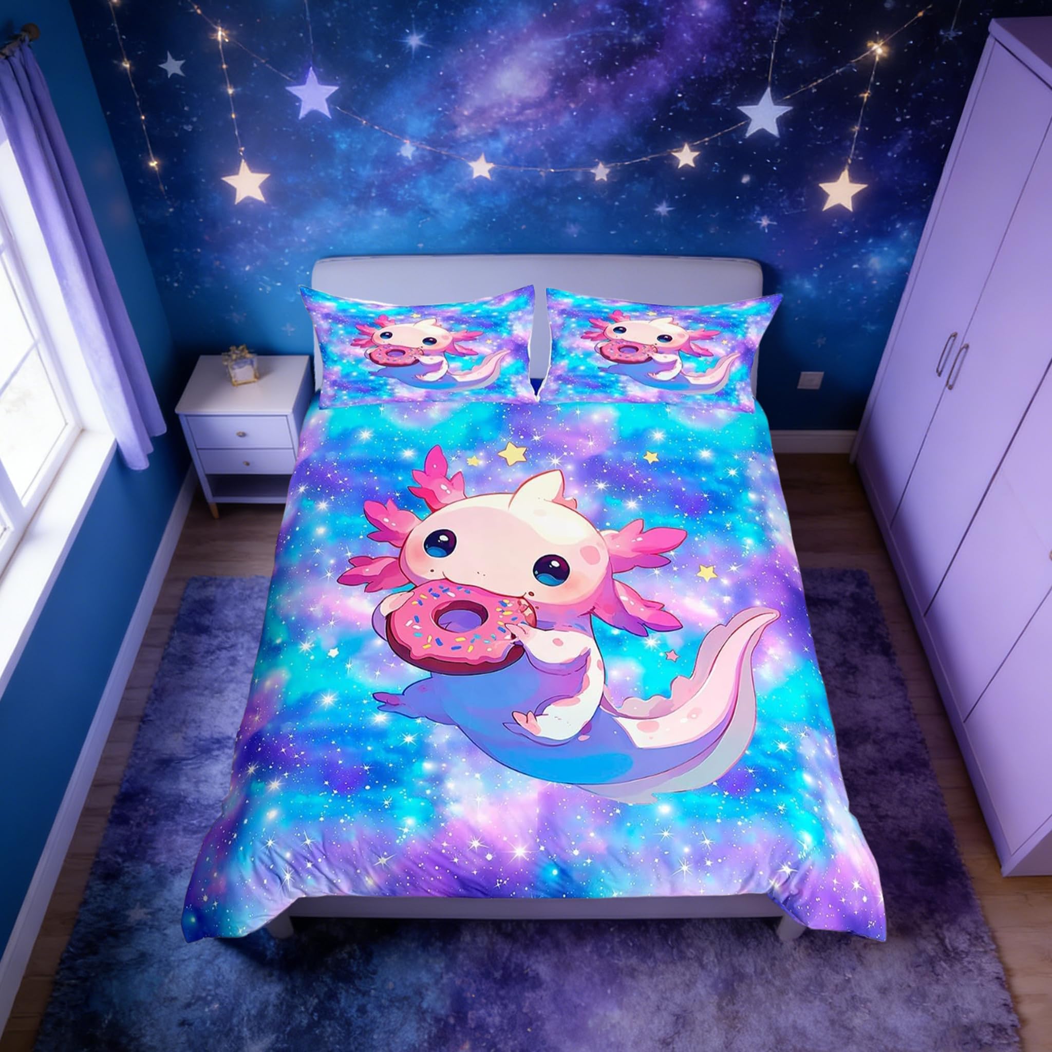 Parure de lit beignets respirante et housse de couette salamandre enfant