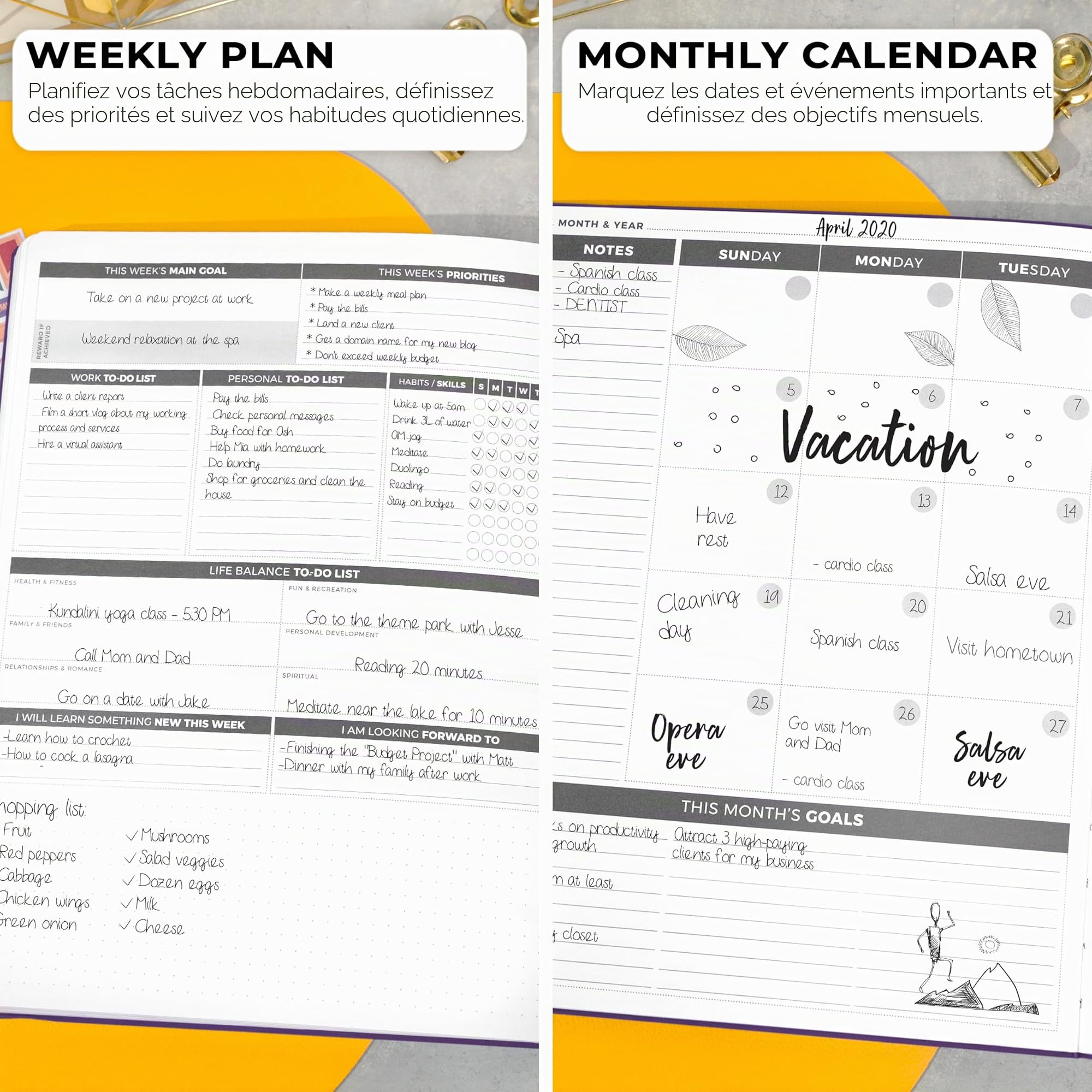 Clever Fox Planner Daily PRO - Planificateur quotidien et journal de gratitude pour être productif, gérer le temps et atteindre vos objectifs, non daté, format A4-21,5 x 28 cm, dure 3 mois (violet)