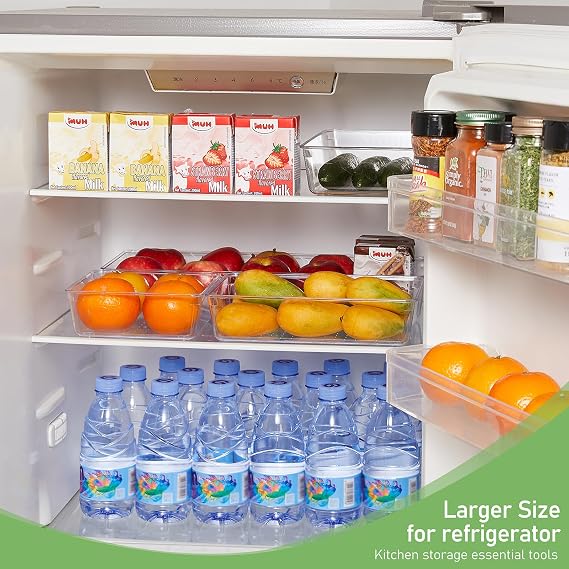 6 Pcs Clear Kitchen Drawer Organiser Trays, 38cm Large Acrylic Desk Drawer Dividers Organisers for Cutlery, Kitchen, Makeup, Bathroom, Utensils, Vanity, Dressing Table, Plastic Draw Organiser
