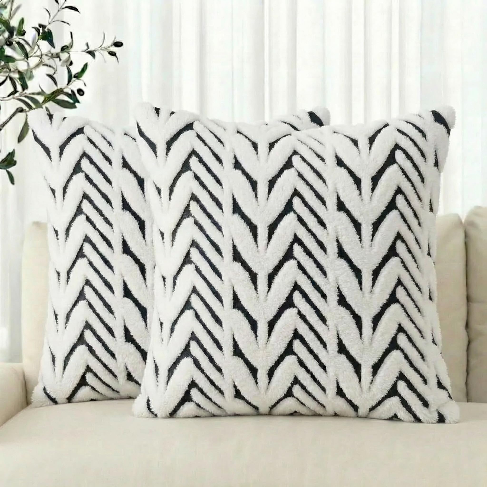 Housses de coussin de décoration maison chambre housse coussin fausse fourrure jacquard 50x50