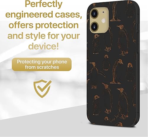 Miniatura 2 de CaseYard Funda de madera para iPhone 11 con grabado láser, diseño de pingüino, compatible con madera negra, funda protectora a prueba de golpes,