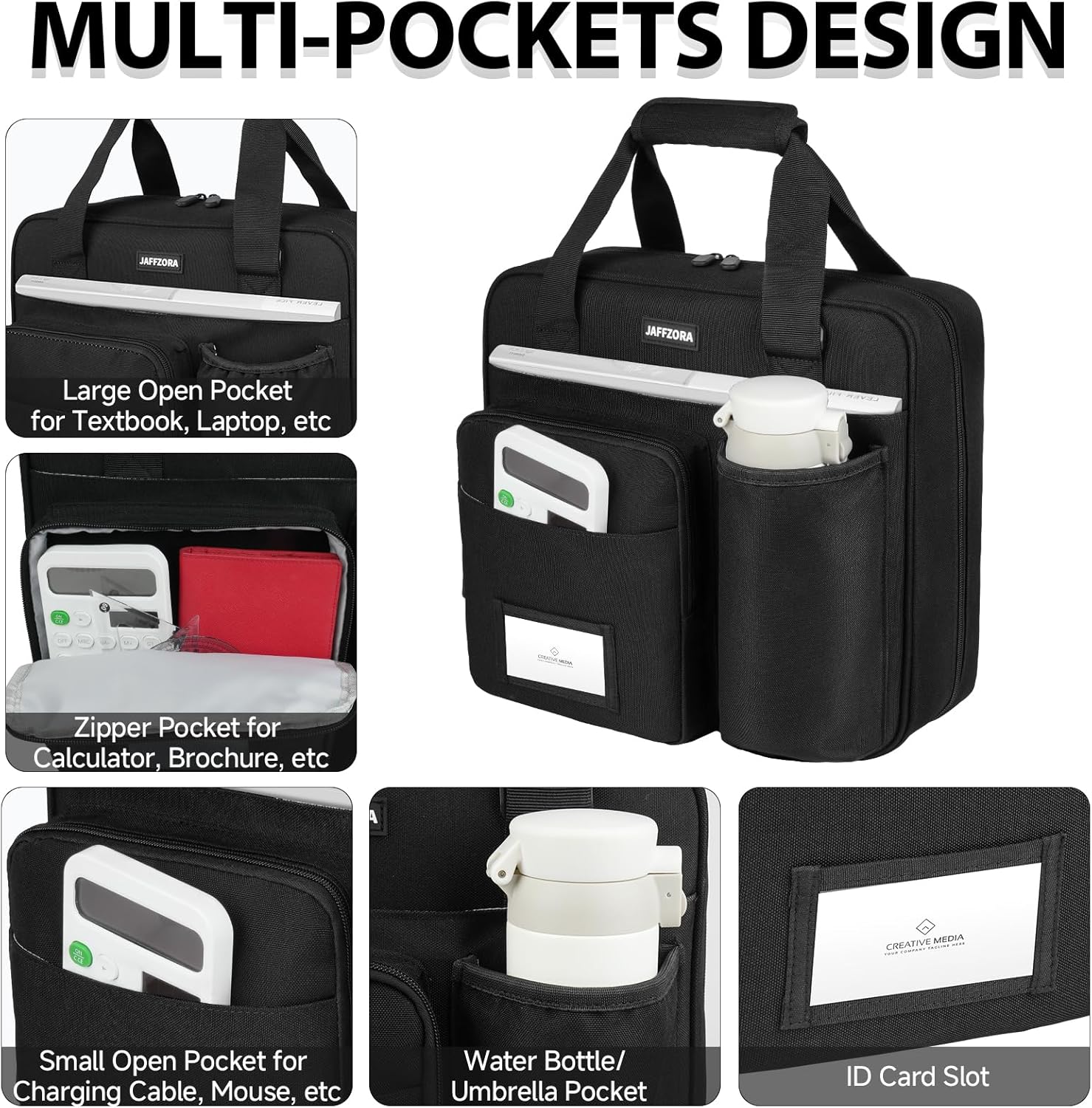 Zipper Binder 3 Ring with Shoulder Strap, 700 Sheets Capacity 3 Inch Binder with Zipper Fits 13 Inch Laptop for School and Office, Black