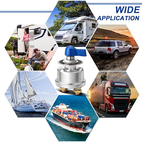 Miniatura 7 de Interruptor de desconexión de batería de alta corriente resistente de 300 A con placa frontal, aislador de interruptor de apagado de energía de 12 V