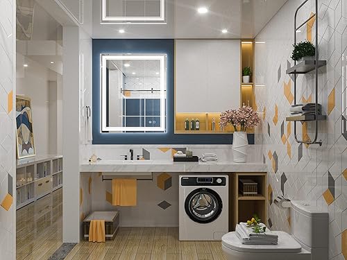 Vista 32 de Keonjinn - Espejo iluminado para el baño con luz LED, para montar en pared, diversos tamaños (vertical/horizontal)