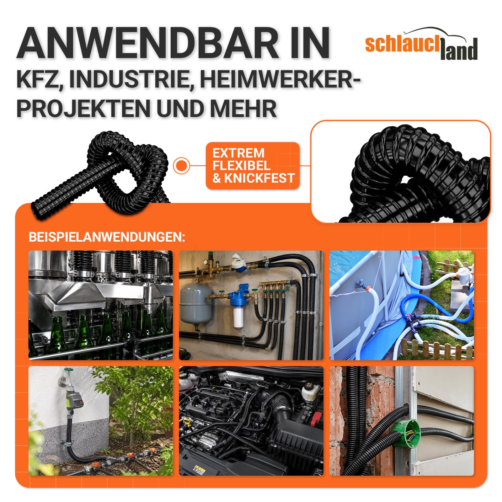 20m FLEX TEICHSCHLAUCH Ø 22mm - 7/8 Zoll Spiral-Pump-Förder-Schlauch