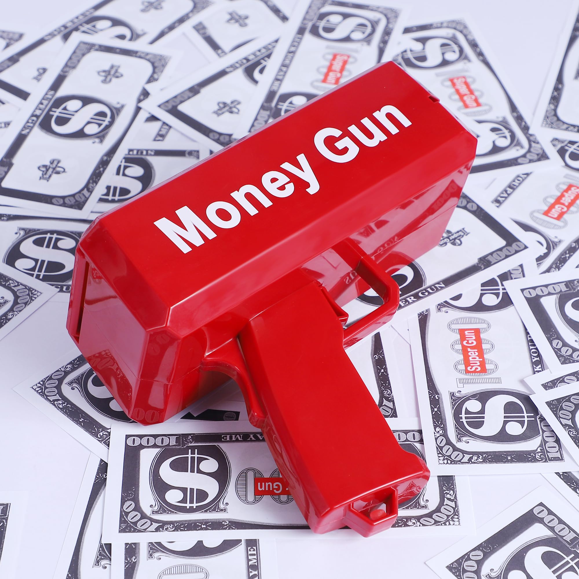 Pepstter Cannon Money Gun for Wedding, Parties and Fun Include 100 Fake Dollar- Red Money Gun (RED)