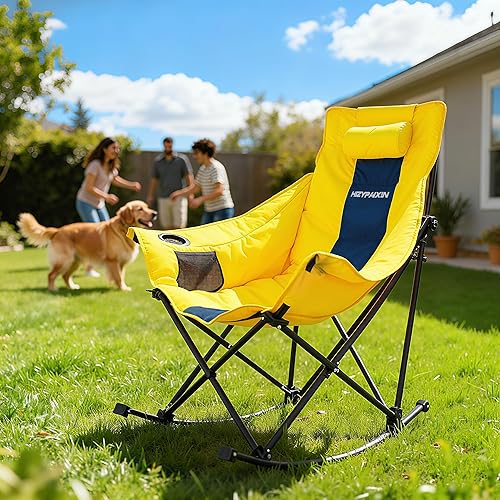 Miniatura 4 de Mecedora de camping para adultos  Mecedora plegable portátil para patio, playa, césped y exteriores, tela Oxford 600D que soporta hasta 400 libras,