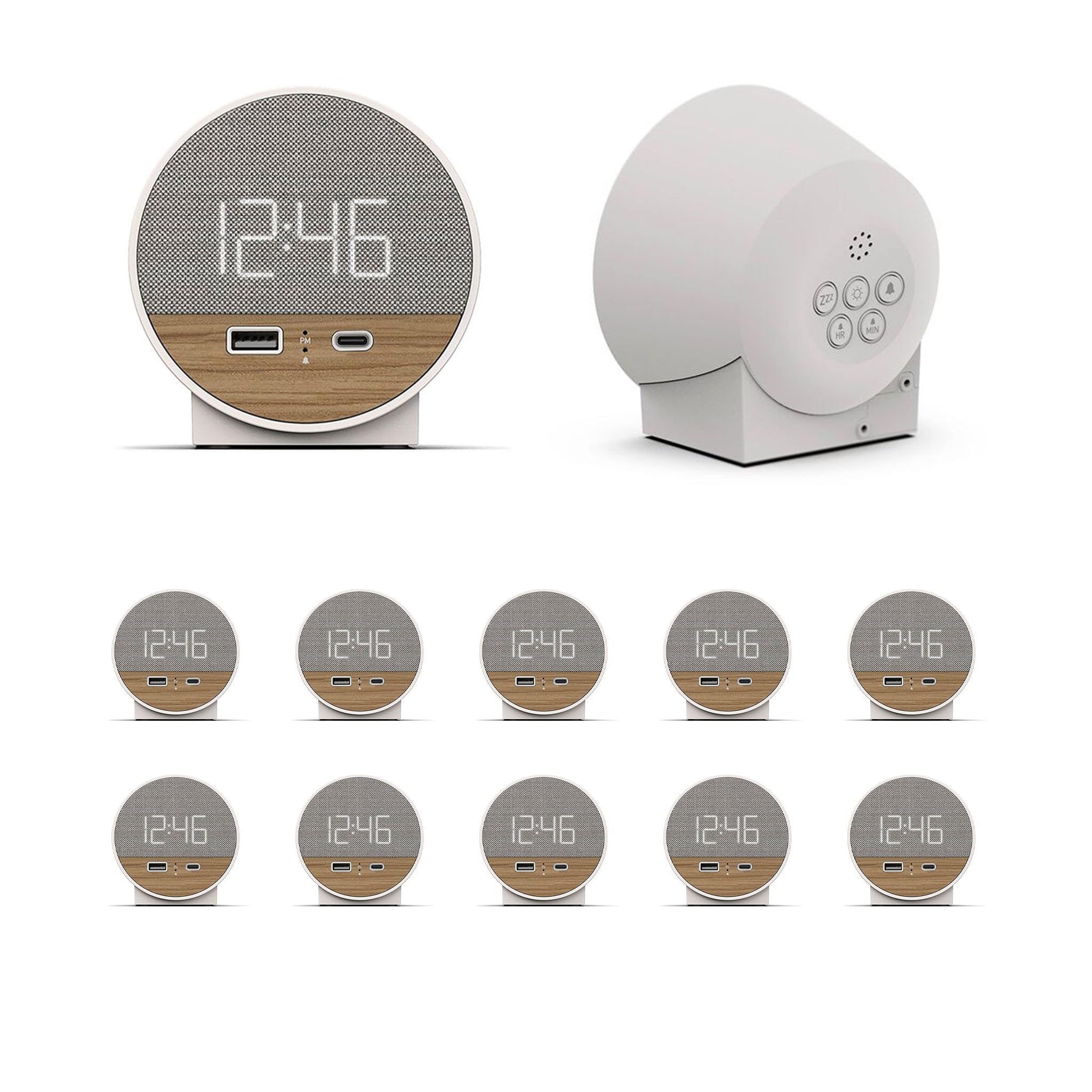 Nonstop NSO2-WFL USB-C Hotel Alarm Clock Walnut Weave 10 Units