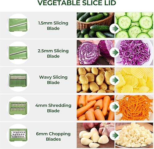 Miniatura 6 de SUSTEAS Centrifugador de Ensalada de Acero Inoxidable Grande, Tazón de Lavado de Verduras, Secador de Frutas y Hierbas con Cortador de 5 Cuchillas y
