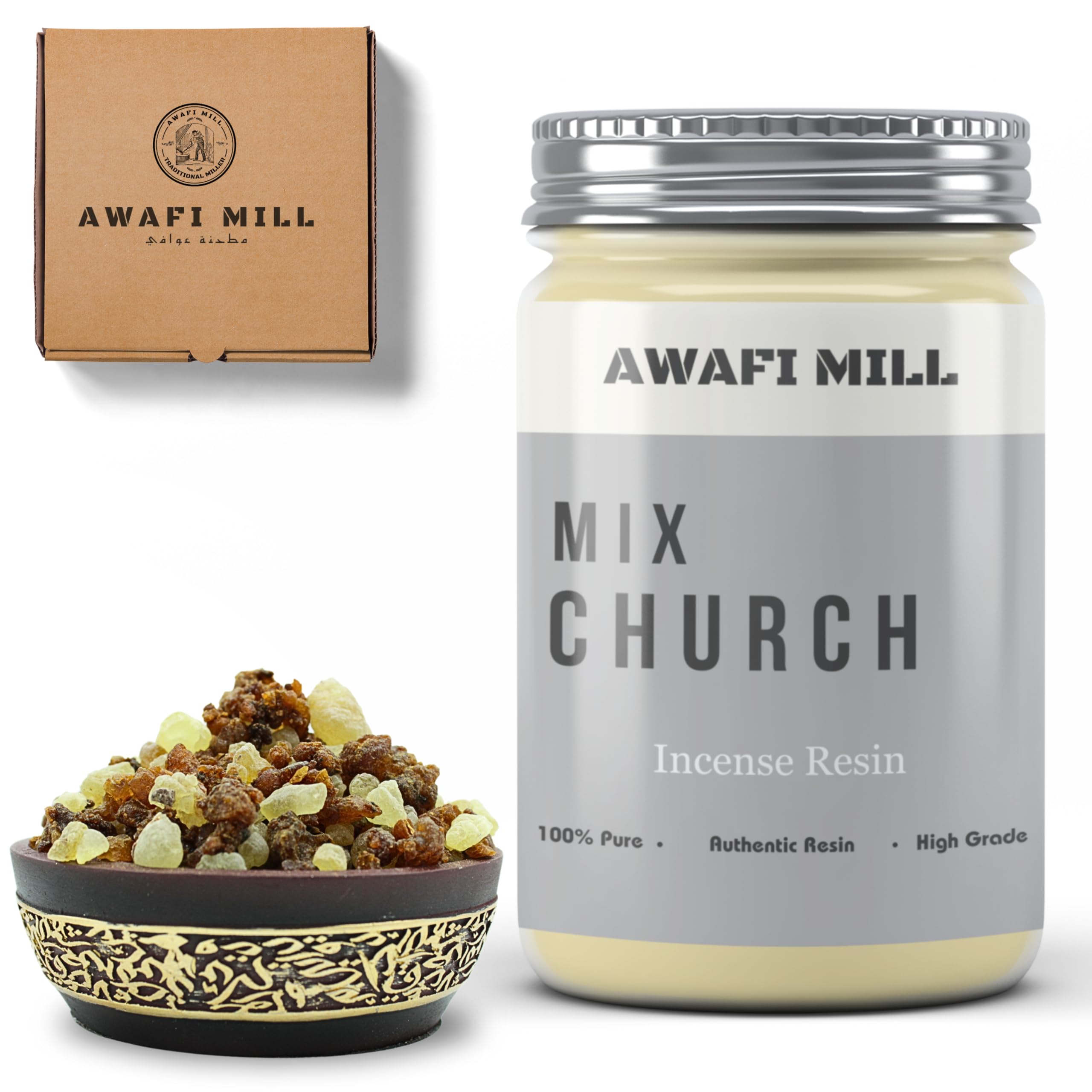 AWAFI MILL Mix Church Incense | Traditional Incense Blend for Aromatic Ambiance & Spiritual Rituals (Bottle of 100 gram / 3.5 Oz)