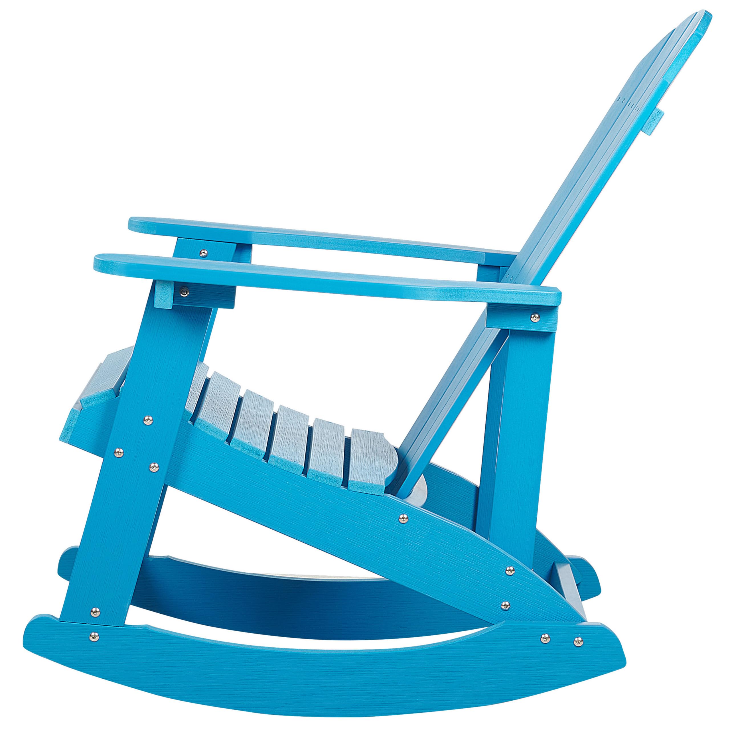 Beliani Moderner Muskoka Garten-Schaukelstuhl in Blau mit Breiten Armlehnen Adirondack