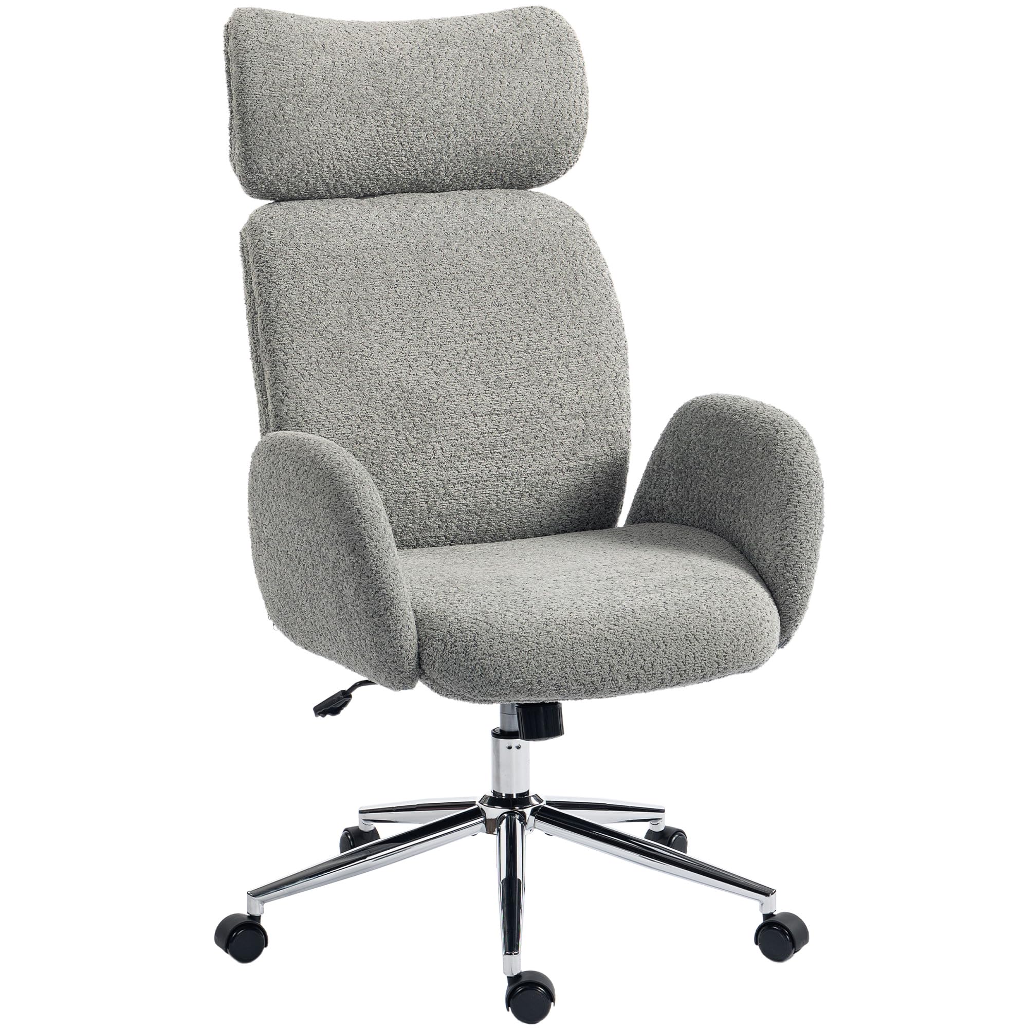 HOMCOM Office Chair with Adjustable Headrest, High Back, Charcoal Grey