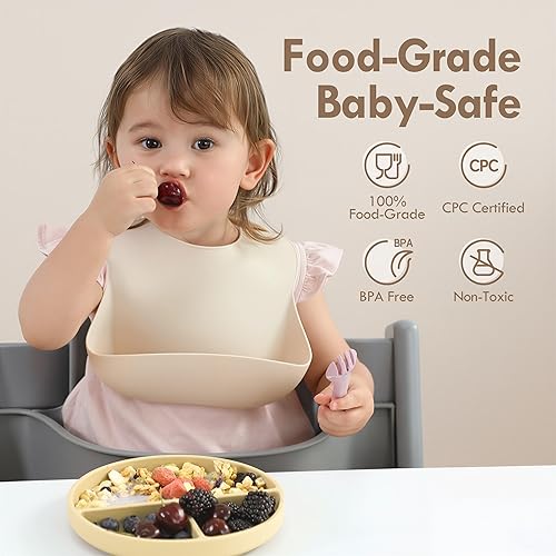 Miniatura 2 de Moonkie Suction Plates for Baby 100% Silicone BPA-Free Baby Plates with Lids and Food Cover Divided Design Microwave and Dishwasher Safe 2