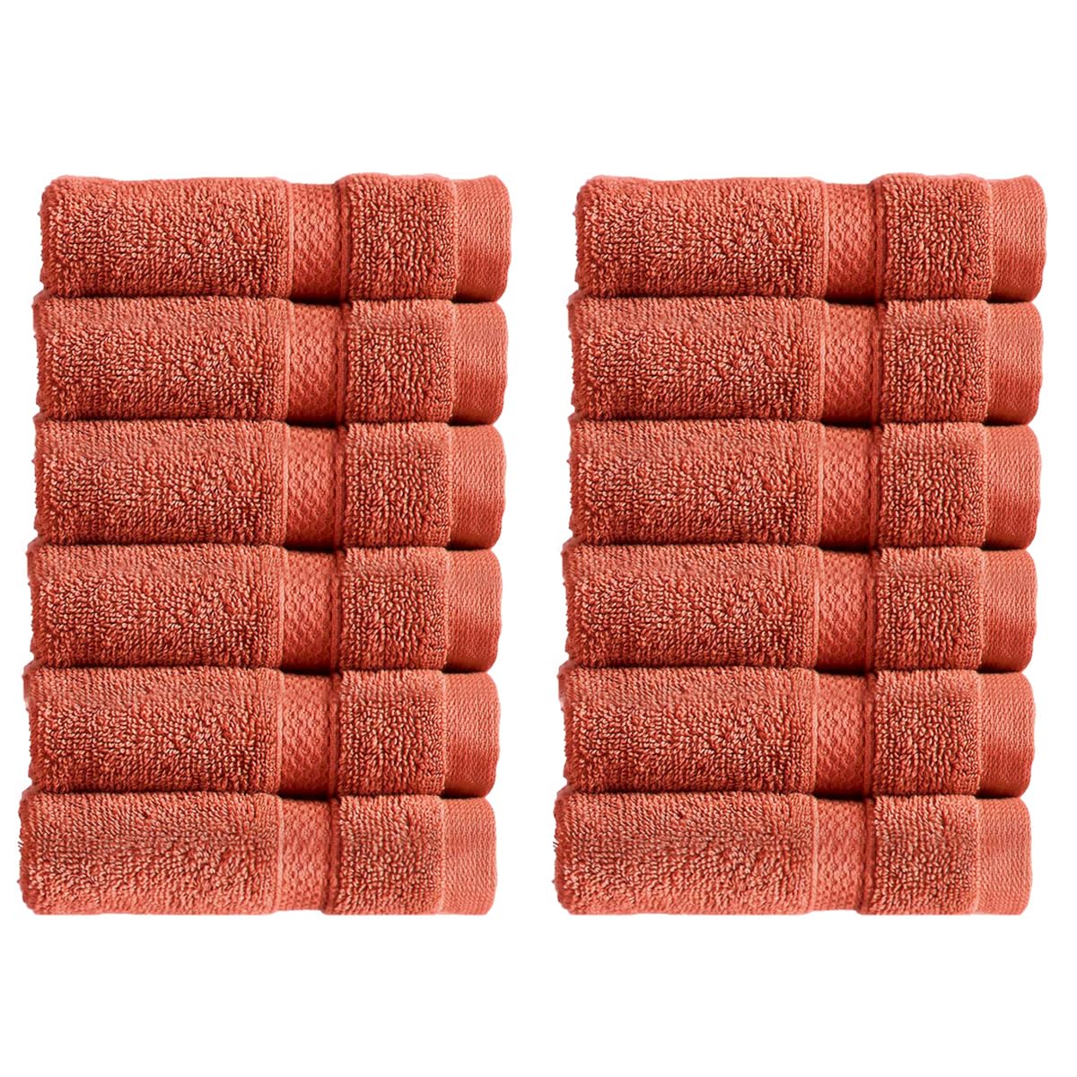 Christy Chroma Face Cloths Set | Pack of 12 | Soft Velvety Smooth Bathroom Flannels | Bold and Bright | Face and Body Wash Cloths | 100% Cotton | Cayenne Red