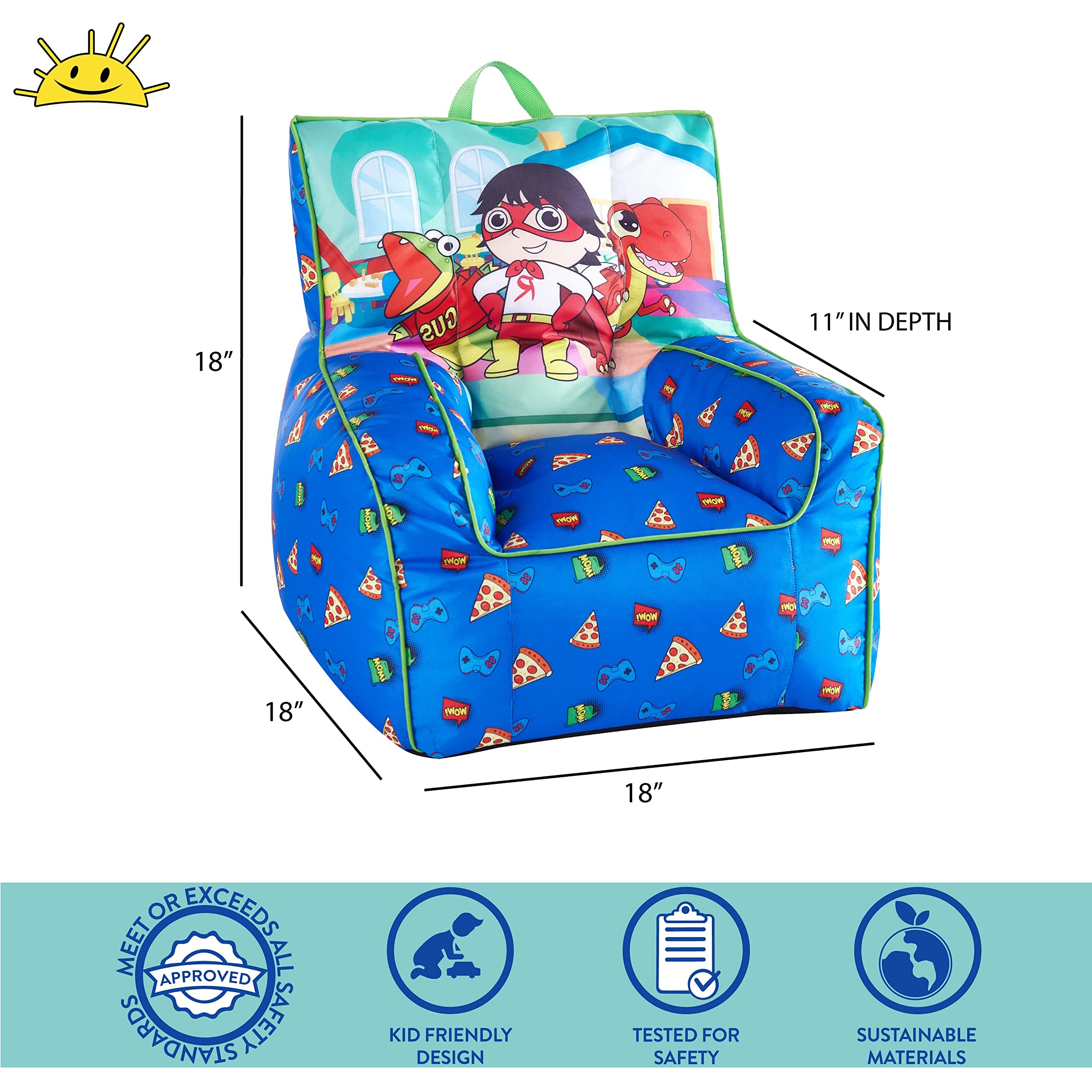 Idea Nuova Kids Mink Plush Bean Bag Chair With Piping Top