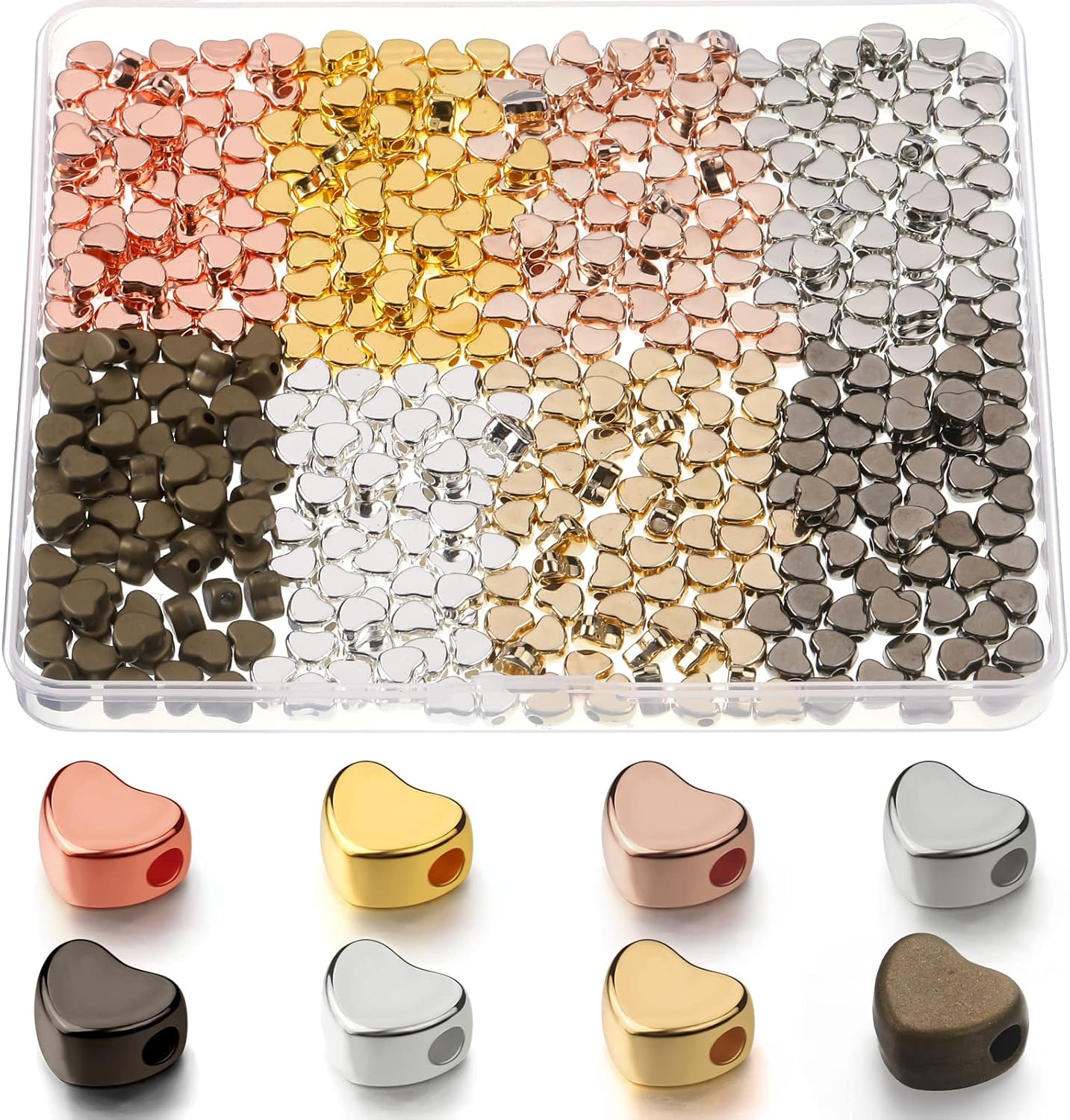 400 Pcs Heart Beads for Jewelry Making Heart Spacer Beads Heart Shape Beads Small