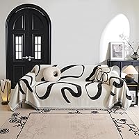 Vista 8 de MYSKY HOME Funda de Sofá Boho Súper Suave Fundas de Sofá para Sofá de 2-3 Cojines, Funda Moderna de Sofá de Jacquard Negro Funda de Loveseat Futón