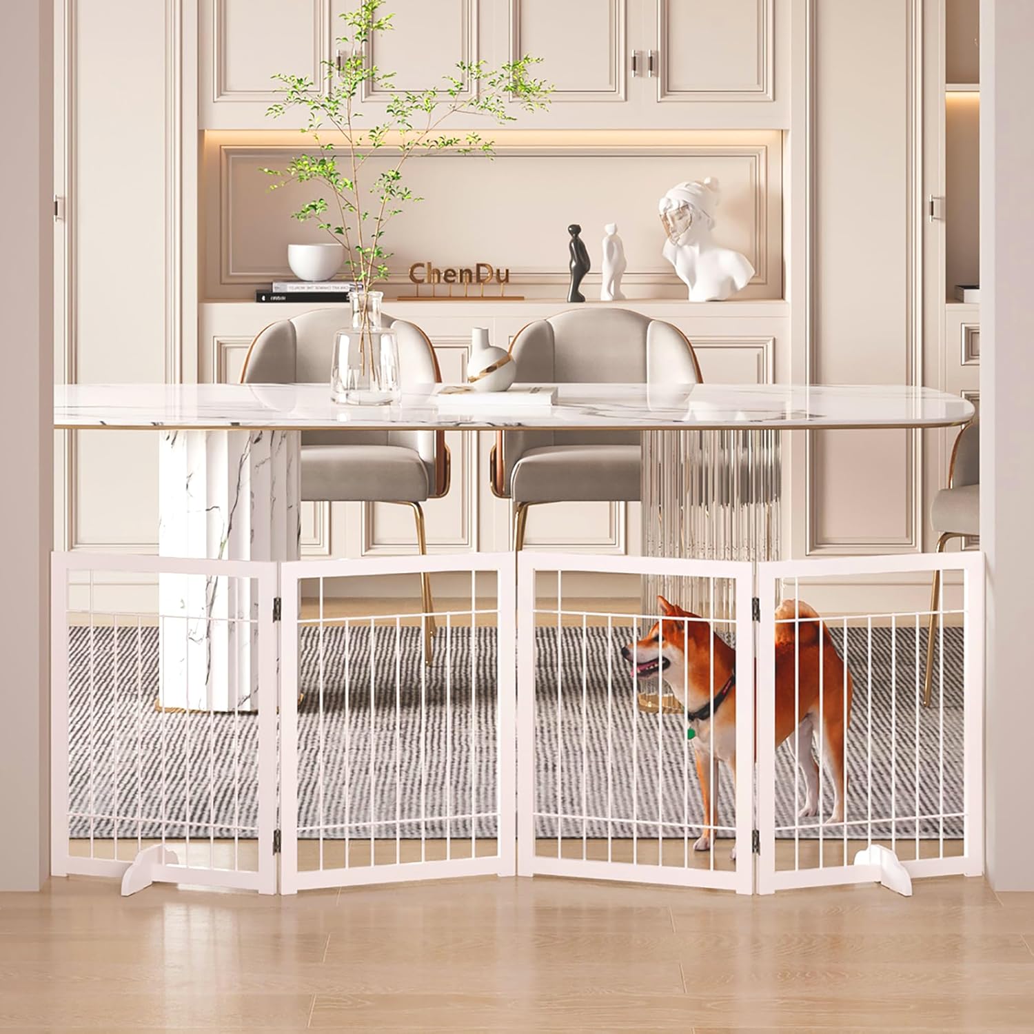MUOU Freestanding Puppy Gate, Wide 72" Tall 24" Pet Gate