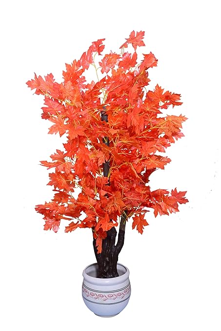 Kaykon Artificial Red Maple Tree Without Vase For Home Decor - 4.65 Feet