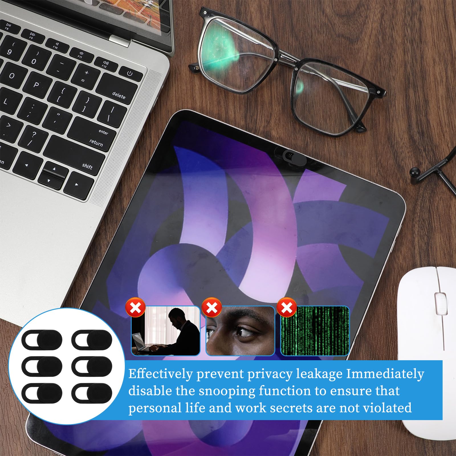 50 fundas para cámara web, 0.023 pulgadas, ultrafina, universal, para laptop, computadora, teléfono, protege tu privacidad y seguridad 3