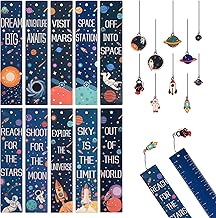 Book Marks Kid - Vaktop 10PCS Space Theme Bookmark with Metal Charms, Rectangle Shape Kids Bookmarks - for Boys and Girls, Party Favors School Classroom Reading Presents