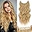BUPPLER Halo Hair Extensions 20 Inch Invisible Wire Hair Extensions Adjustable Long Wavy Hairpiece Synthetic Upgrade 4 Secure Clips in Hairpieces 20 Inch,Light Golden Brown