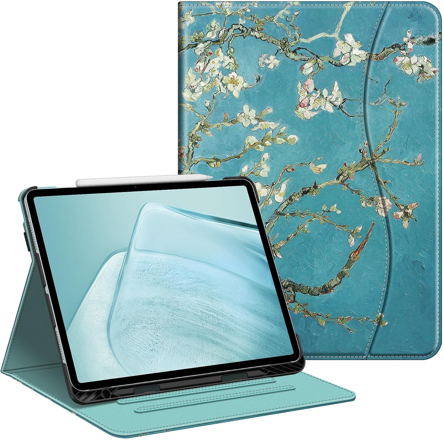 Folio Stand Case for iPad Air 13-inch M4/M3/M2 (2026/2025/2024) | Multiple Viewing Angles, Pencil Holder & Storage Pocket, Drop Protection, Pencil Charging, Auto Sleep/Wake, Blossom