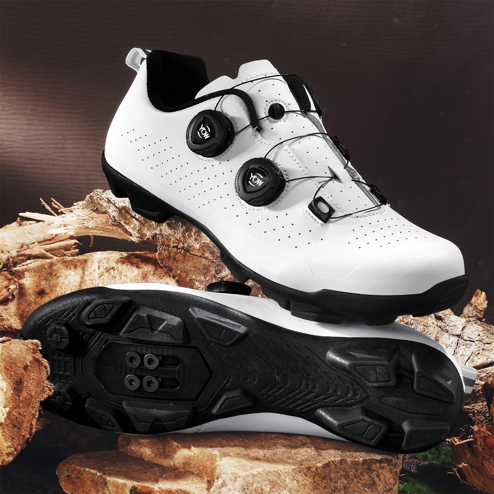 JiuQing Uniseksowe buty do jazdy na rowerze górskim Profesjonalne buty do jazdy na rowerze MTB Kompatybilne z blokami SPD na 2 śruby w zestawie,White,39 EU