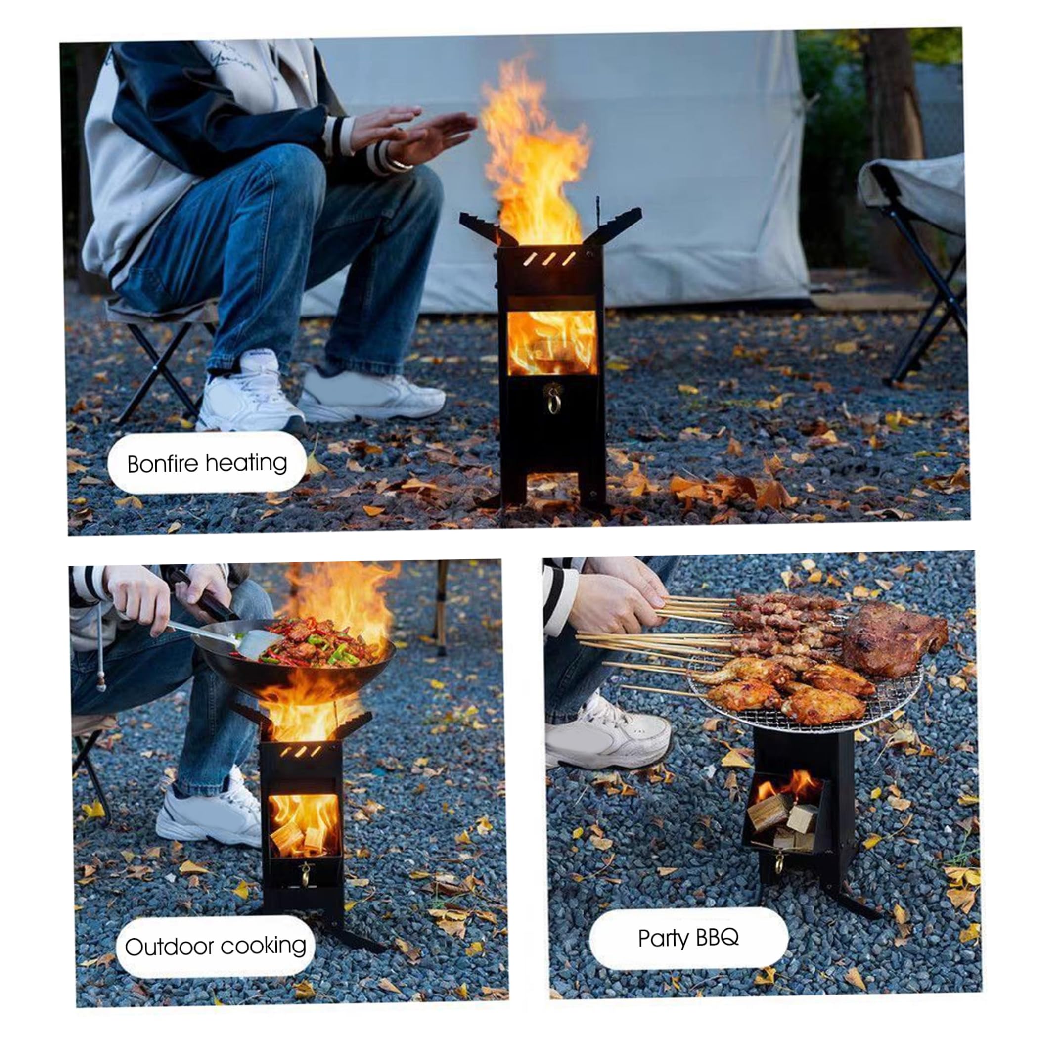 Réchaud de Camping avec grille antidérapante, remplissage de carburant facile, poêle tente avec traction