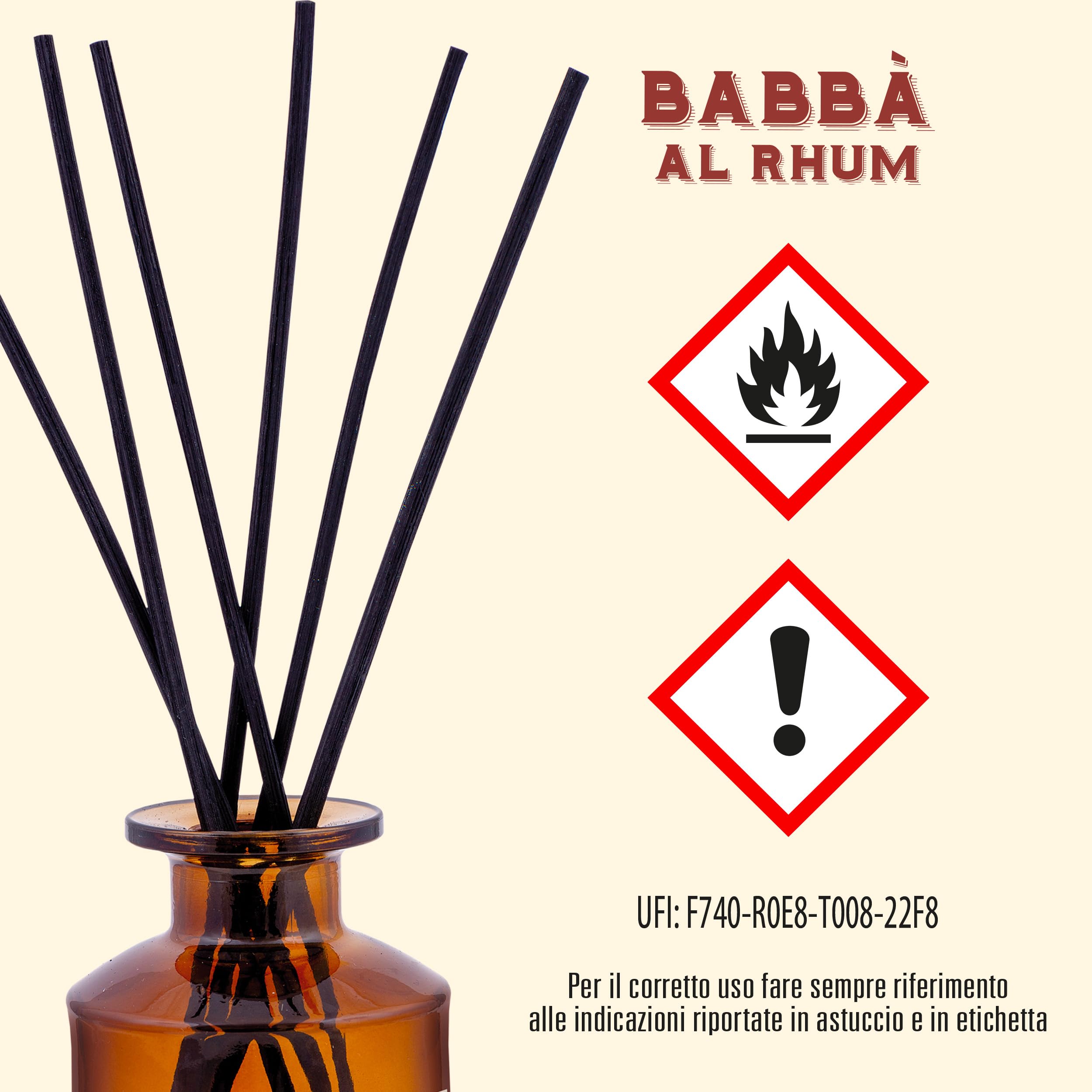 Helan Babà al Rhum odświeżacz powietrza, perfumy pokojowe z dyfuzorem w sztyfcie z gruszką, wanilią, melasą i cynamonem, pomysły na prezent, dezodorant i perfumy do pokoju, 500 ml, wyprodukowano we