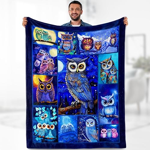 Miniatura 1 de Manta de búho, regalos para niños y mujeres, manta para amantes de los búhos, adultos, hombres, adolescentes, niñas, niños pequeños, dormitorio,