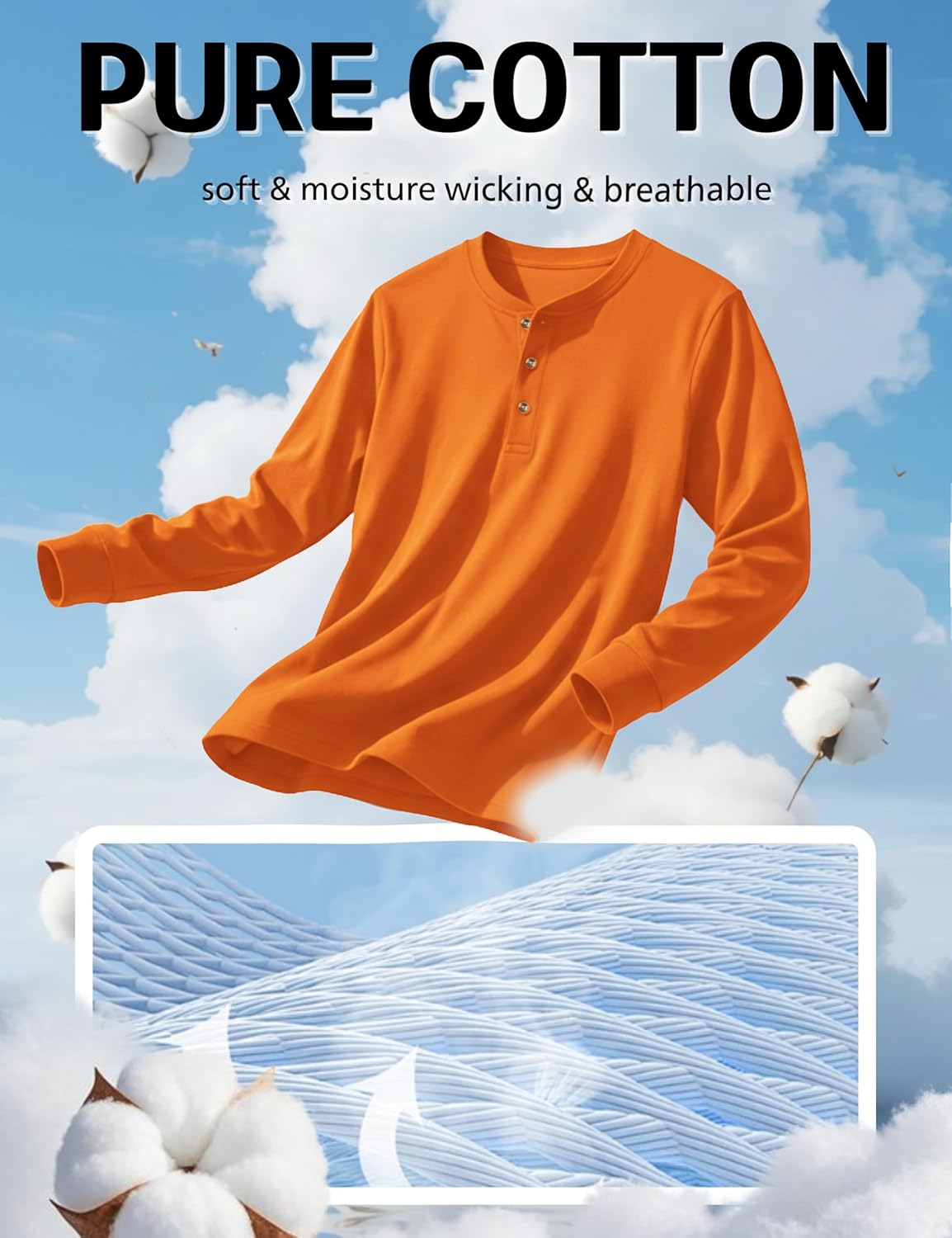 EKLENTSON Men's Henley Shirts Long Sleeve Cotton Lightweight Pullover Shirt Casual Fashion Button T-Shirt Basic Tee Tops - Image 5