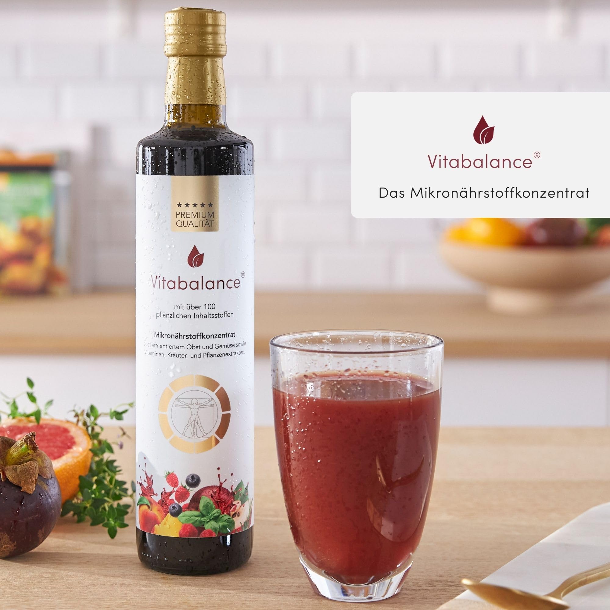 Vitabalance® Mikronährstoffkonzentrat 500 ml – 128 Zutaten inkl. fermentiertem Obst und Gemüse – für die tägliche Nährstoffversorgung von Familie & Kindern ab 3 Jahren | Vegan | 1-Monats-Vorrat