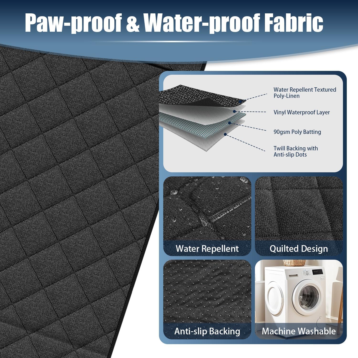 Dog Car Seat Cover for Back Seat, Hard Bottom Car Seat Cover with Door Protector for Full-Size Crewcab Trucks, Scratch-Resistant, Waterproof Back Seat Extender for Dogs