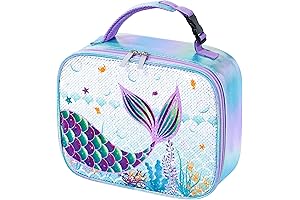 Mermaid Lunch Box for Kids Girls: Sequins, Insulated, Waterproof