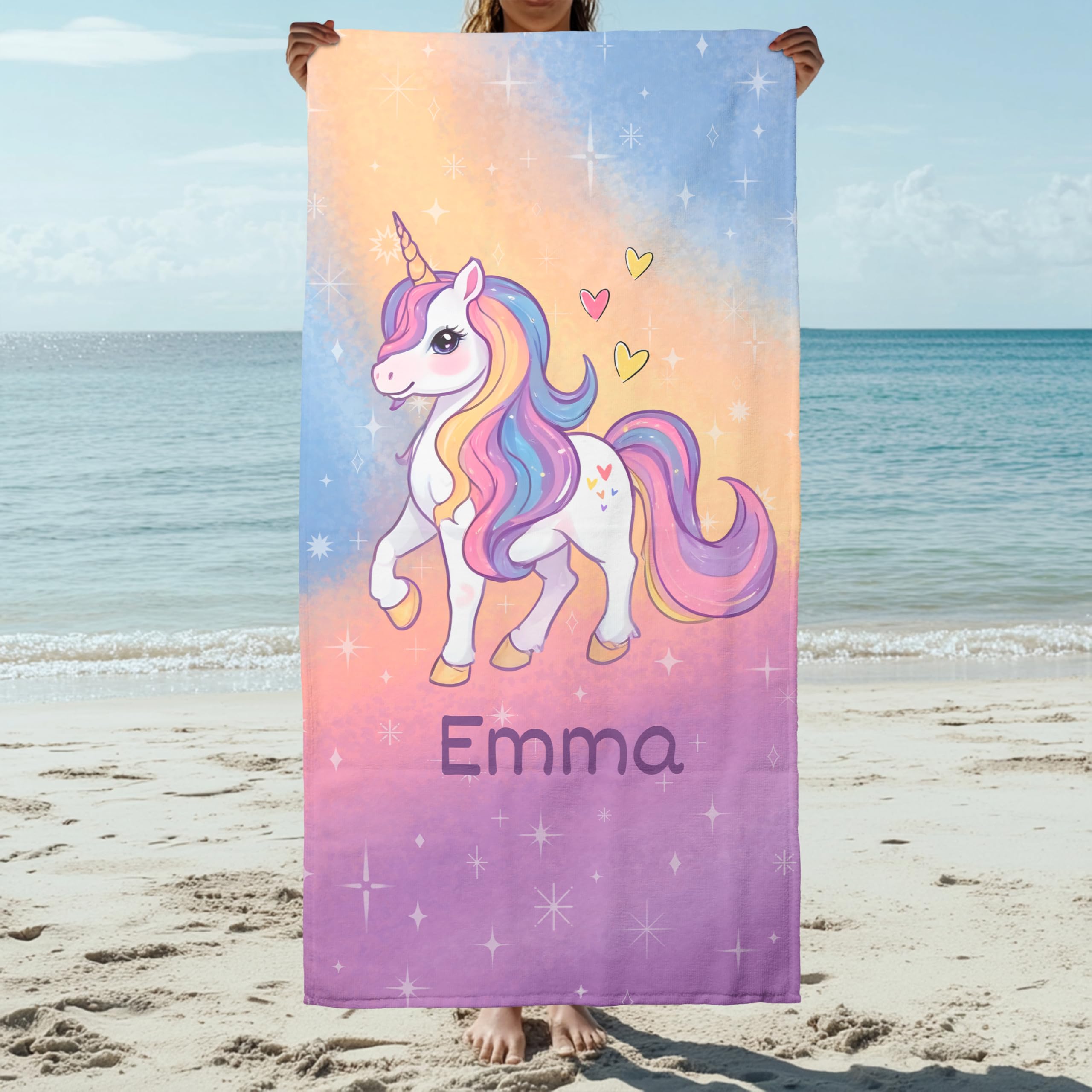 True Statements Handtuch mit Namen „Einhorn“ – EIN einzigartiges, bedrucktes Handtuch als persönliches Geschenk für Kinder, Mädchen und Beste Freundinnen! (Pastel Einhorn, 70 x 140 cm)