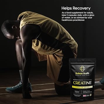 Creatine Monohydrate | 60 Capsules | 30 Day Supply | 1000mg Per Serving | Supports Muscle Strength & Performance | Pre & Post Workout Supplement for Men & Women | Vegan Capsules