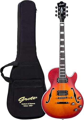 Grote Guitarra eléctrica de cuerpo semihueco LPF-002 acabado mate con bolsa de transporte (CS)