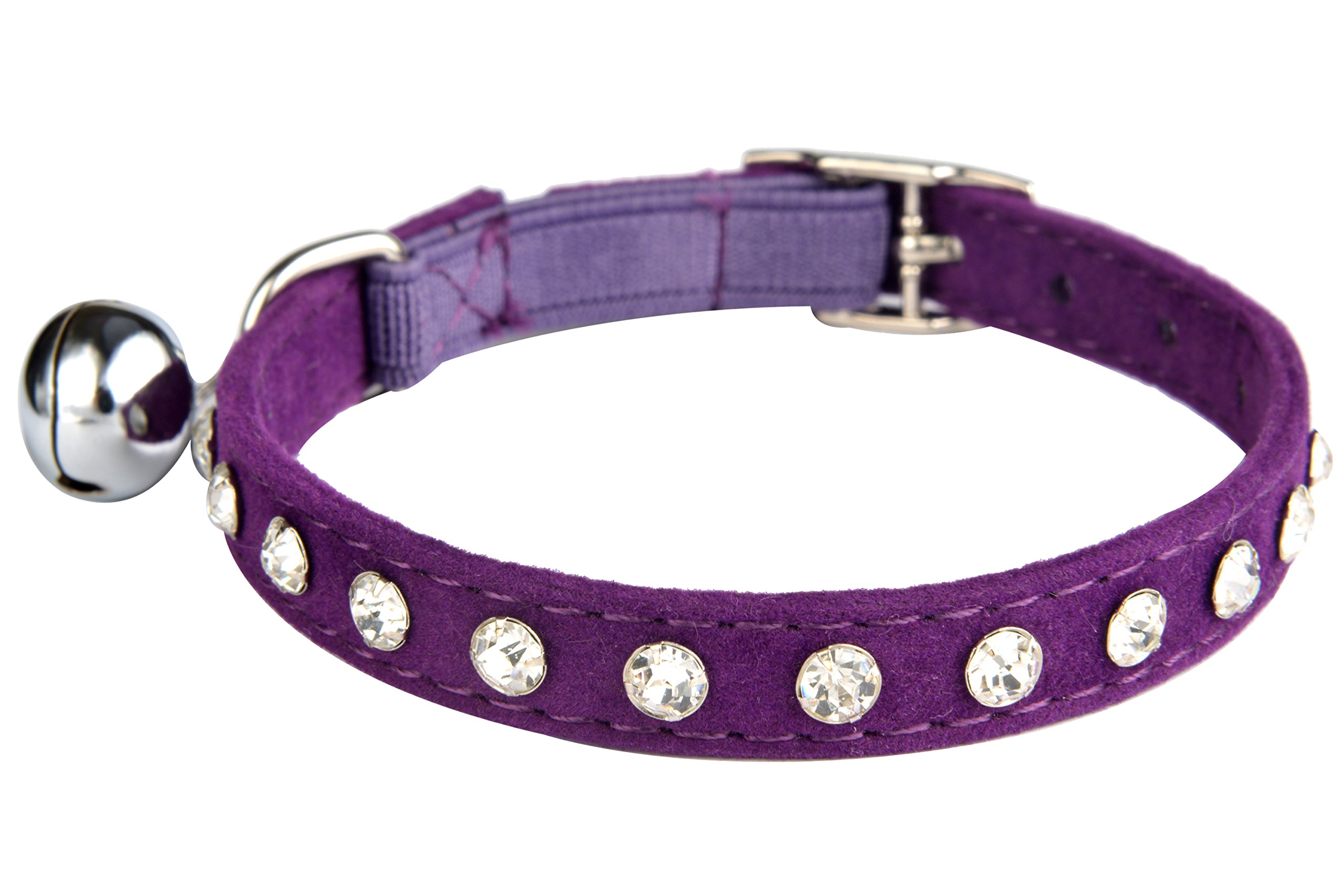 Kooltail Purple Velvet Cat Collar With Bell And Safety Elastic