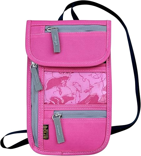 Miniatura 7 de Cartera de viaje para el cuello, con bloqueo RFID, soporte para pasaporte con correa ajustable para el cuello para hombres y mujeres para mantener
