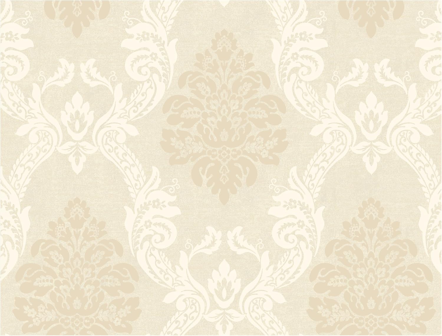York Wallcoverings PC8996 Heritage Home Neoclassic Damask Wallpaper, Smoky Black/Graphite/Pearled Gold Metallic